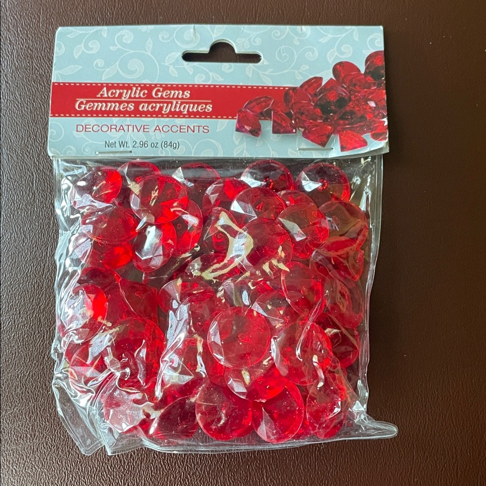 Acrylic RED Gems Diamond Stones Decorative Accents